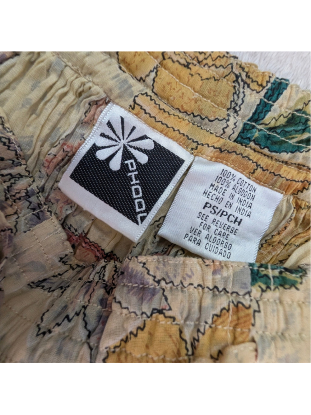 PHOOL Vintage Boho Floral Crinkle Cotton Tiered Elastic Maxi Skirt- Petite Small - Picture 4 of 8